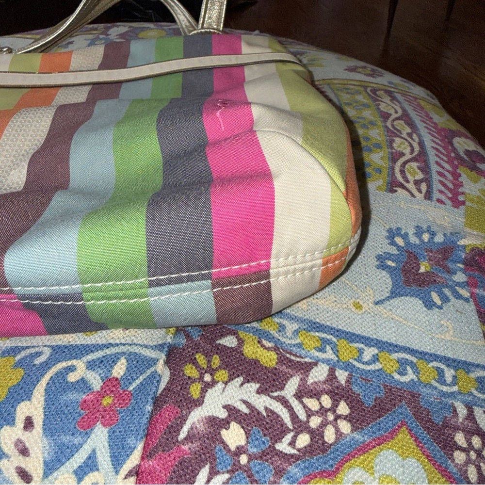 COACH 19021 POPPY LEGACY STRIPE GLAM TOTE Shoulder Bag - Picture 4 of 14